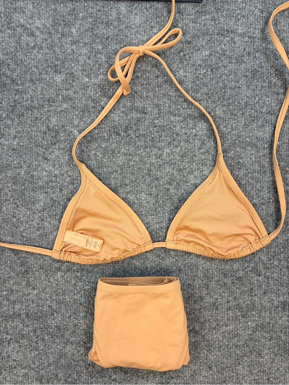 SKIMS Swim Triangle Bikini Set Nude Beige Small Minimal Beachcore Resortwear